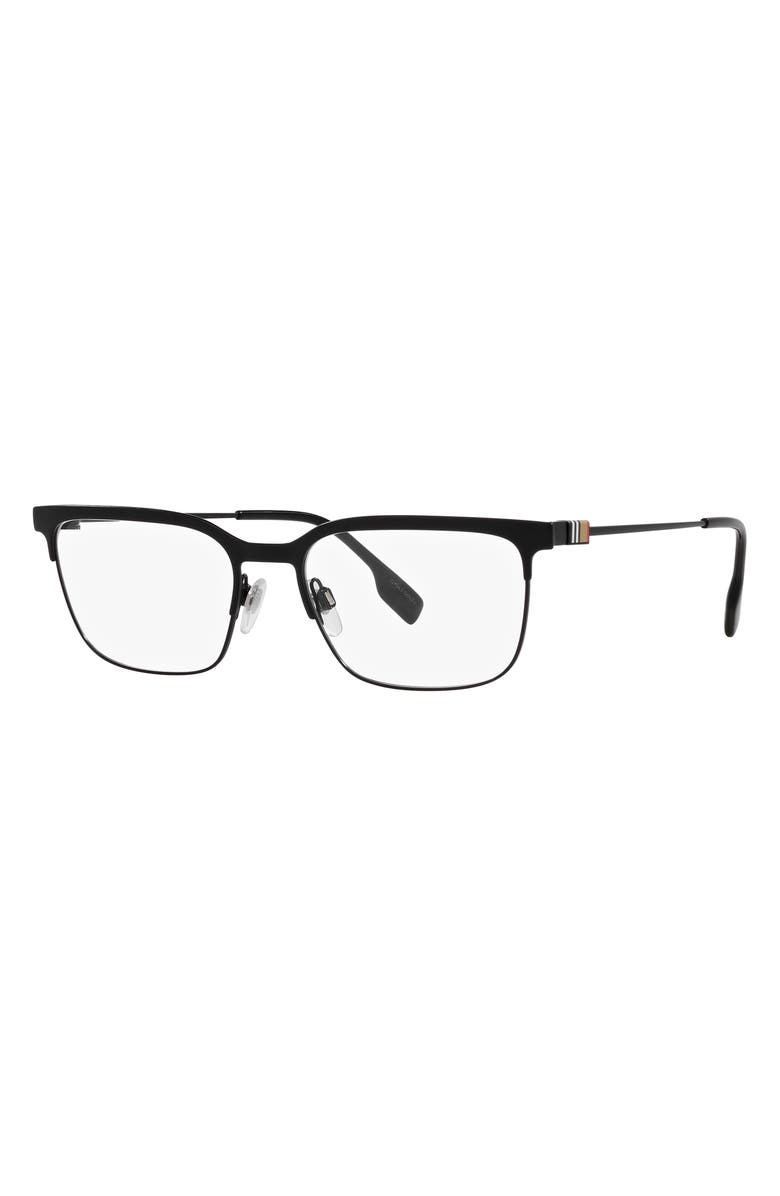 Burberry Douglas 56mm Square Optical Glasses, Alternate, color, Matte Black