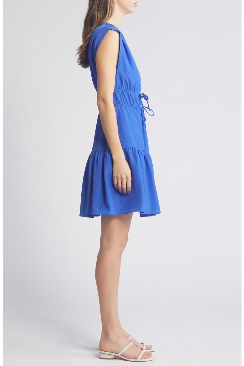 Obi Gathered Tie Waist Dress, Alternate, color, COBALT