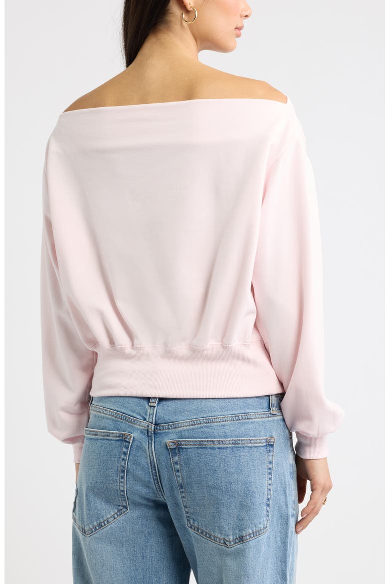 Off the Shoulder Sweatshirt, Alternate, color, PINK PRIMROSE