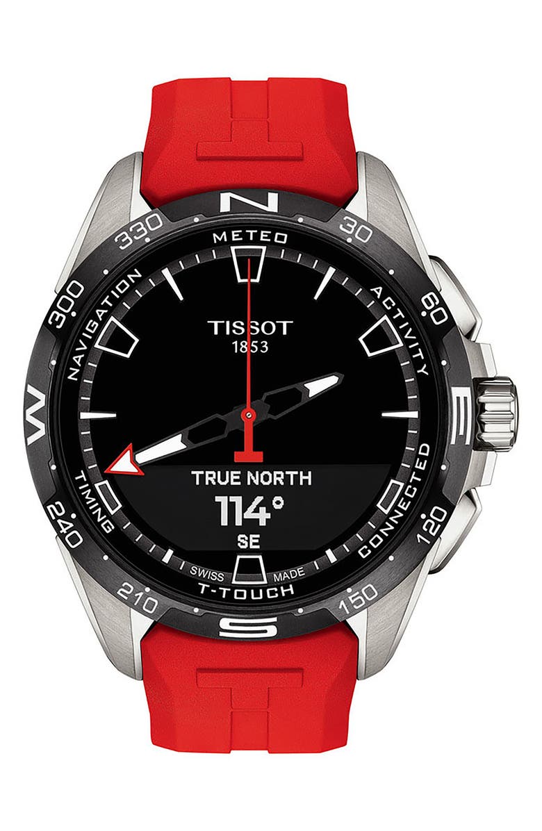 Tissot T-Touch Connect Solar Smart Silicone Strap Watch, 47.5mm, Alternate, color, 