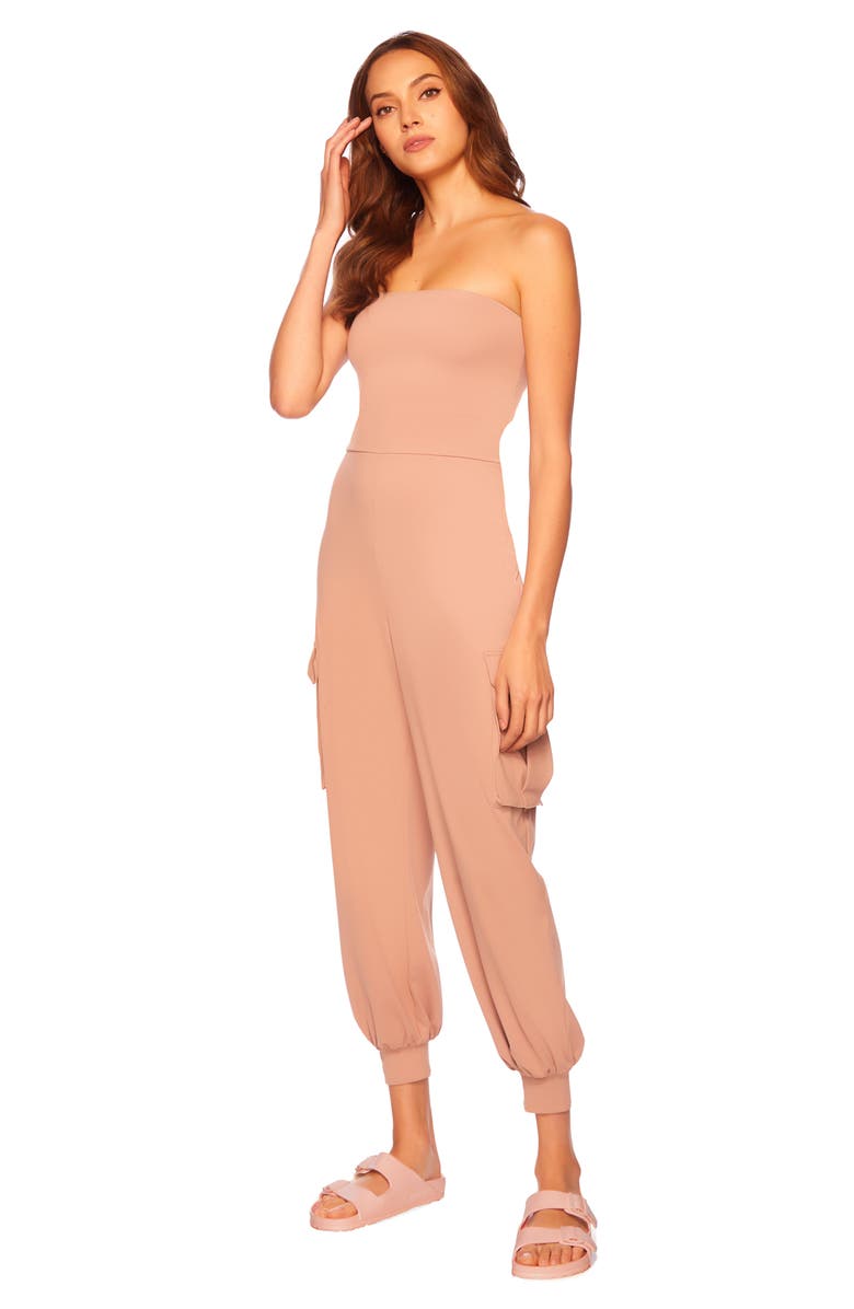 Susana Monaco Strapless Cargo Jumpsuit, Alternate, color, Brioche
