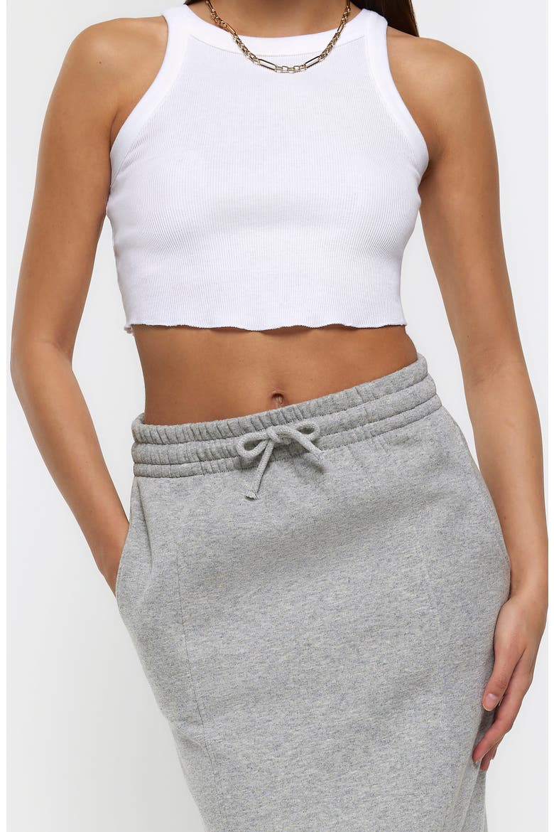 Marl Sweat Midi Skirt, Alternate, color, GREY