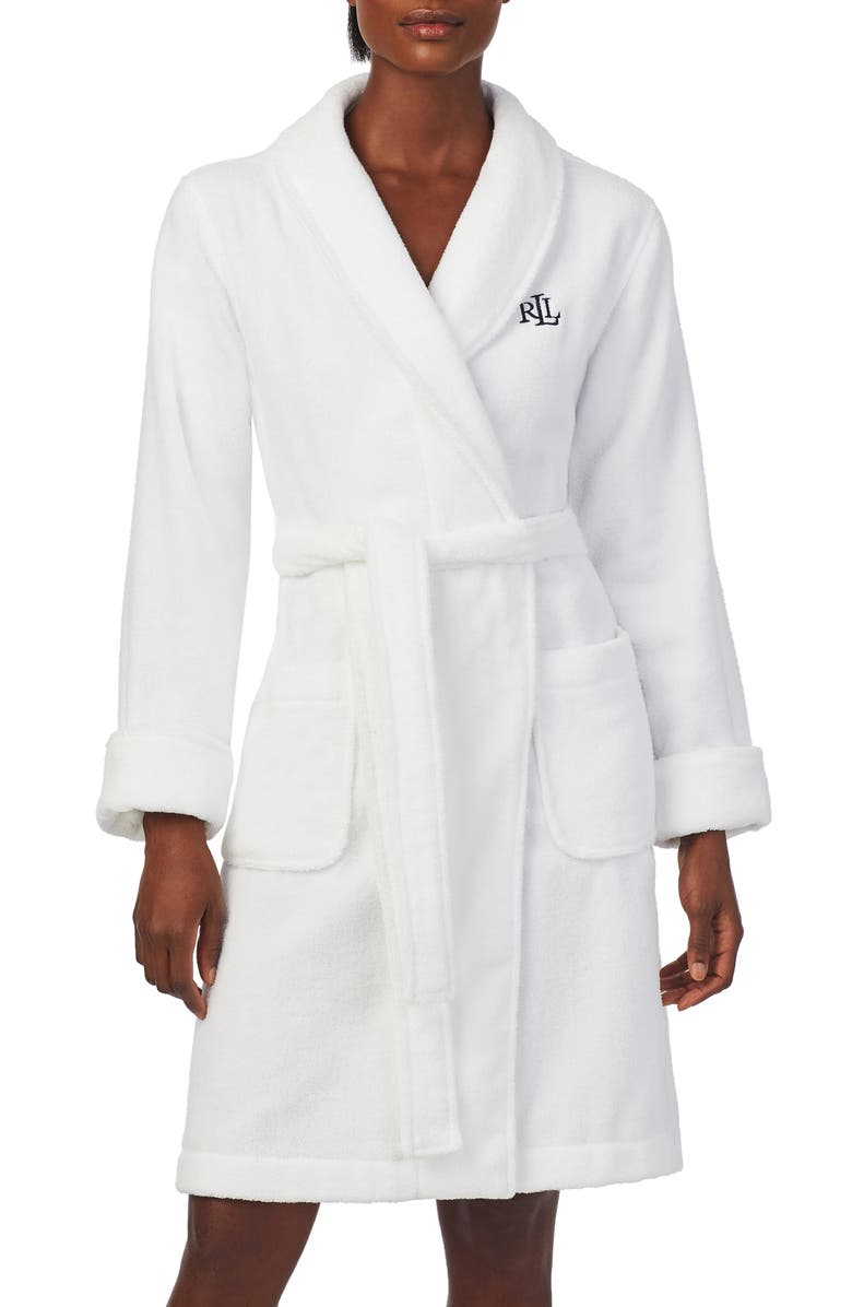 Lauren Ralph Lauren Monogram Tie Waist Terry Robe | Nordstrom