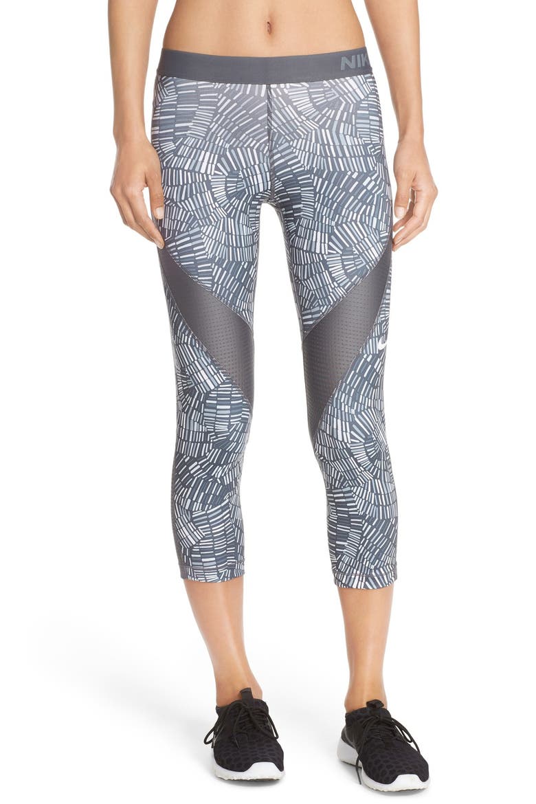 'Pro - Tidal' Dri-FIT Performance Capris, Main, color, DARK GREY/ COOL GREY/ WHITE