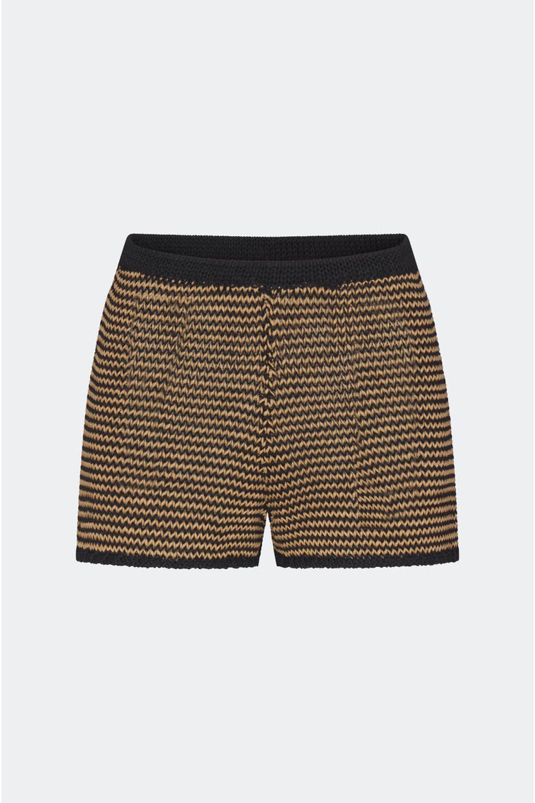 Marzo Knit Crochet Raffia Short, Main, color, Black/Natural Combo