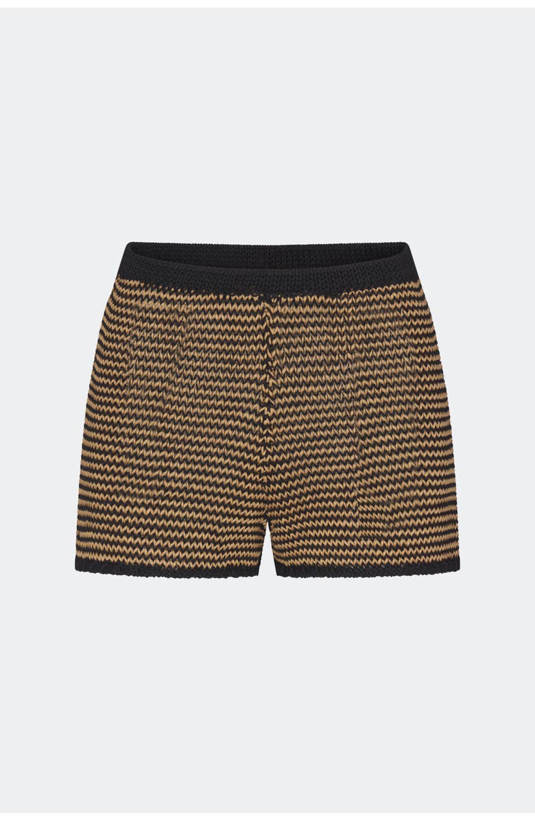 SIMONMILLER Marzo Knit Crochet Raffia Short, Main, color, Black/Natural Combo