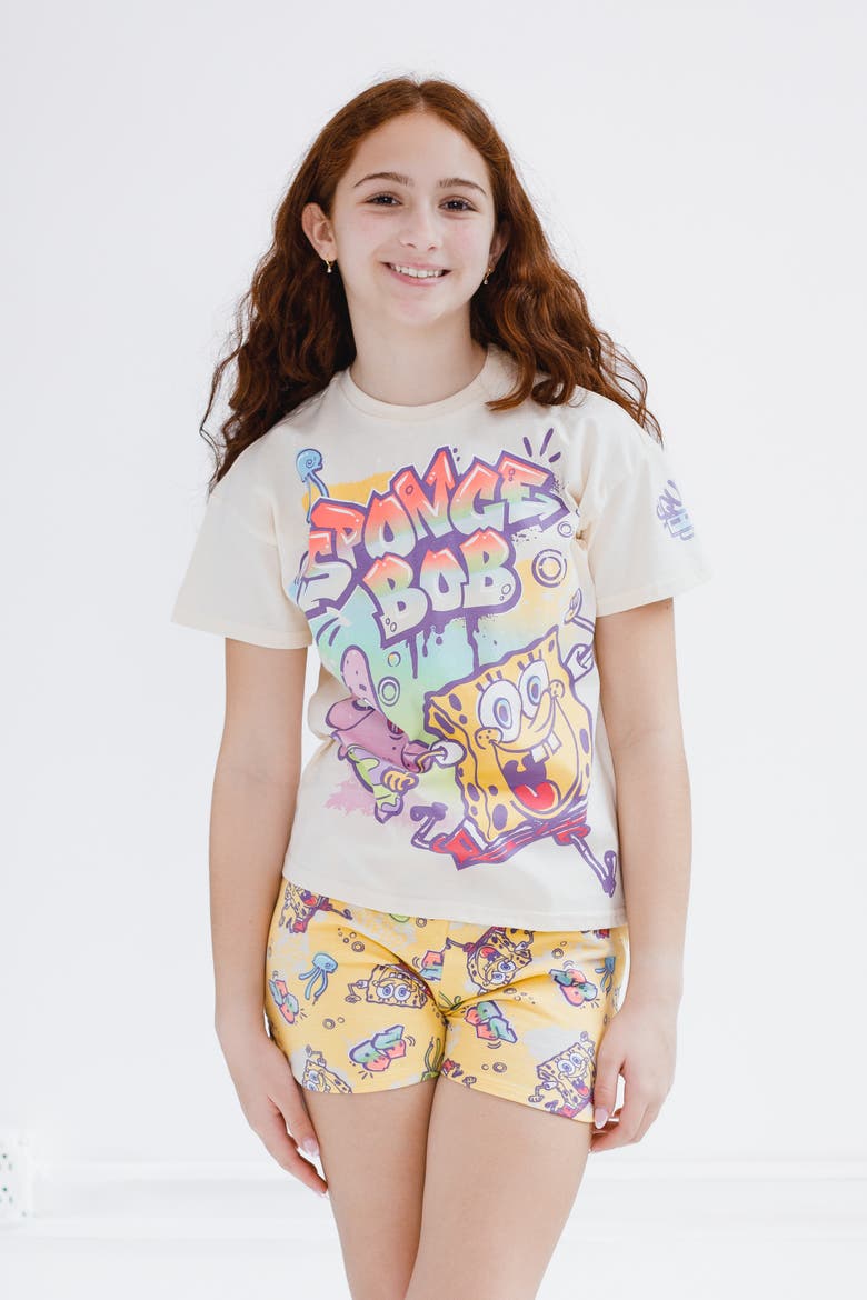 2-Piece Tee and Shorts Set, Alternate, color, SpongeBob Yellow Beige