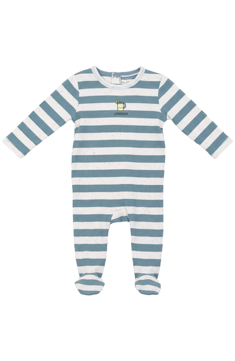 Whipped Cocoa Striped Ribbed Footed Romper, Main, color, Sage