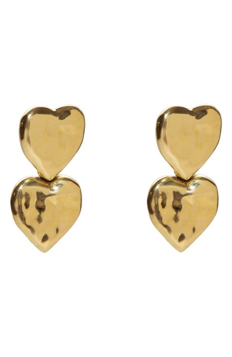 Hammered Double Heart Earrings