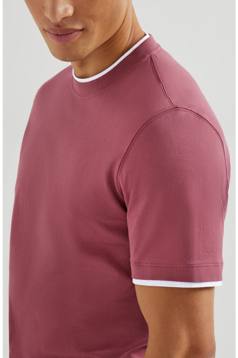 T-shirt with faux-layering, Alternate, color, Coral