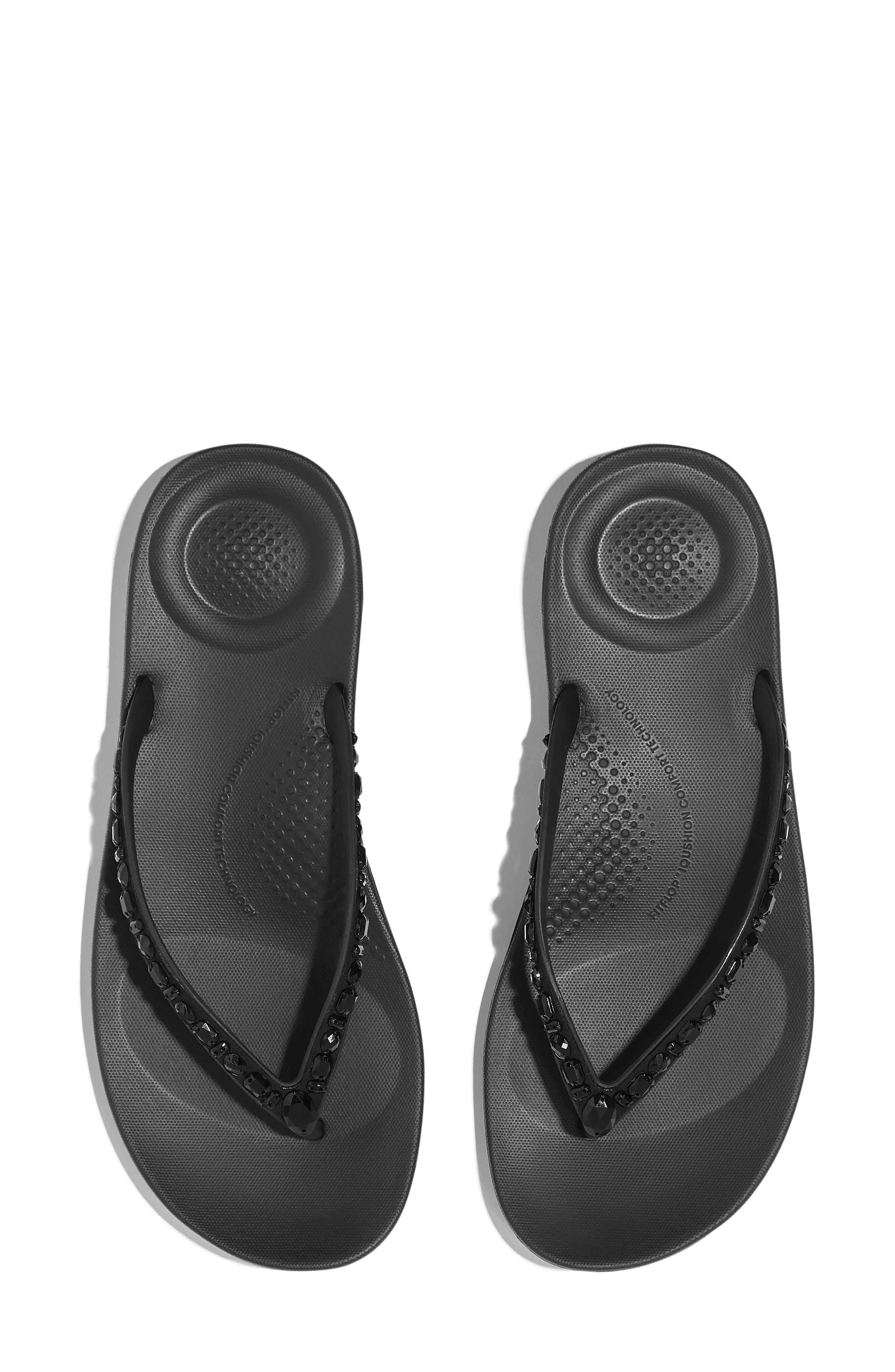 FitFlop iQushion<sup>™</sup> Crystal Strap Flip Flop, Alternate, color, 