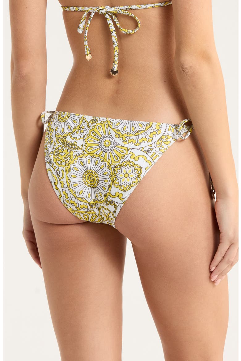 Benni Print Side Tie Bikini Bottoms, Alternate, color, SUNGLOW COMBO