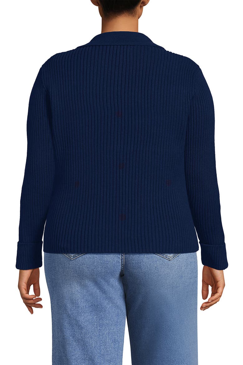 Plus Size Drifter Ribbed Collared Blazer Sweater, Alternate, color, Deep Sea Navy