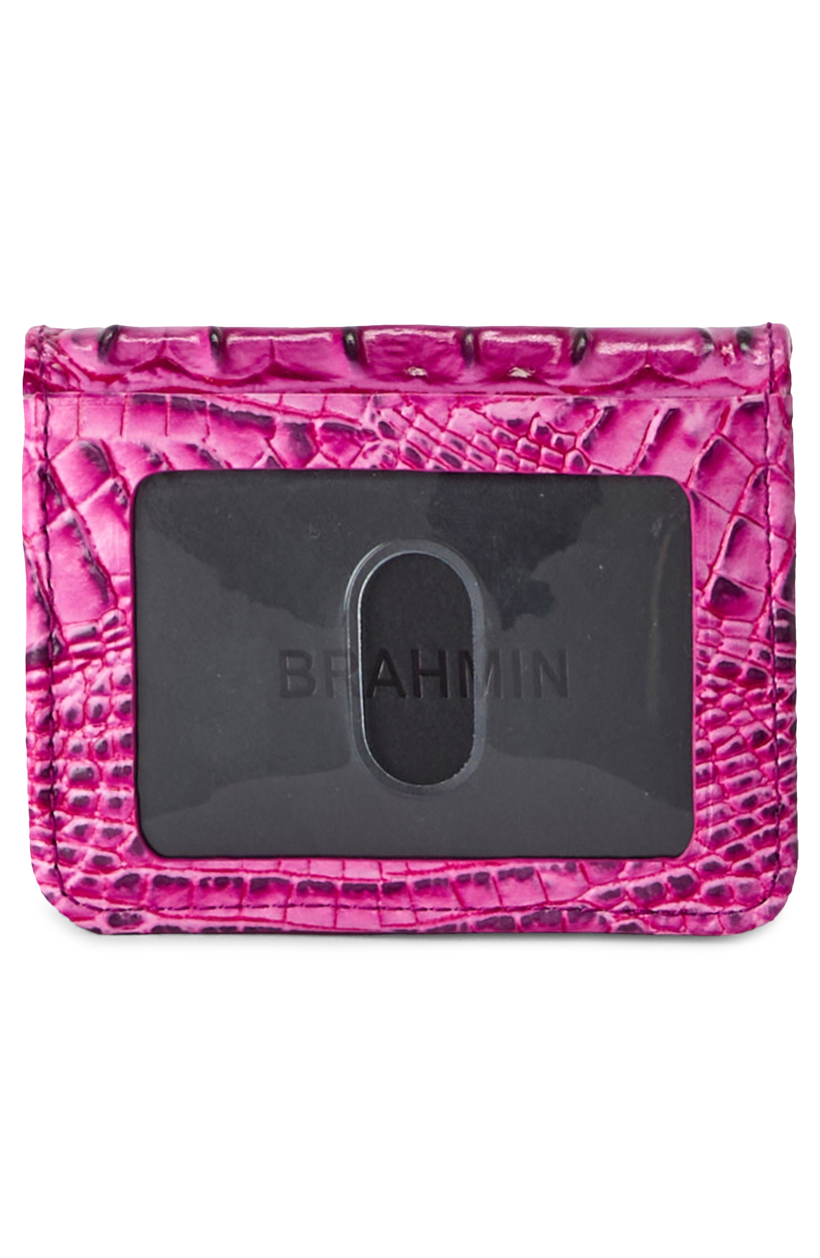 Clementine Embossed Leather Card Case, Alternate, color, ELECTRIC FUSCHIA