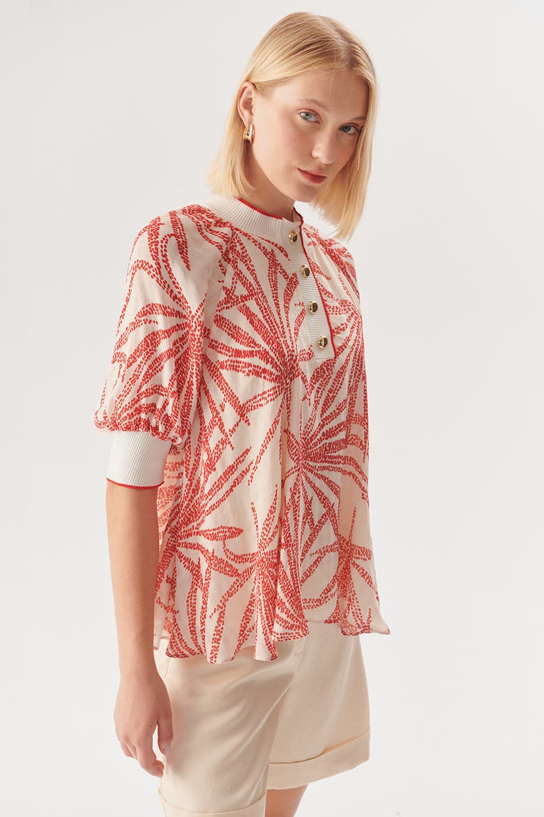 Palmer Chiffon  Blouse, Alternate, color, Red and Beige