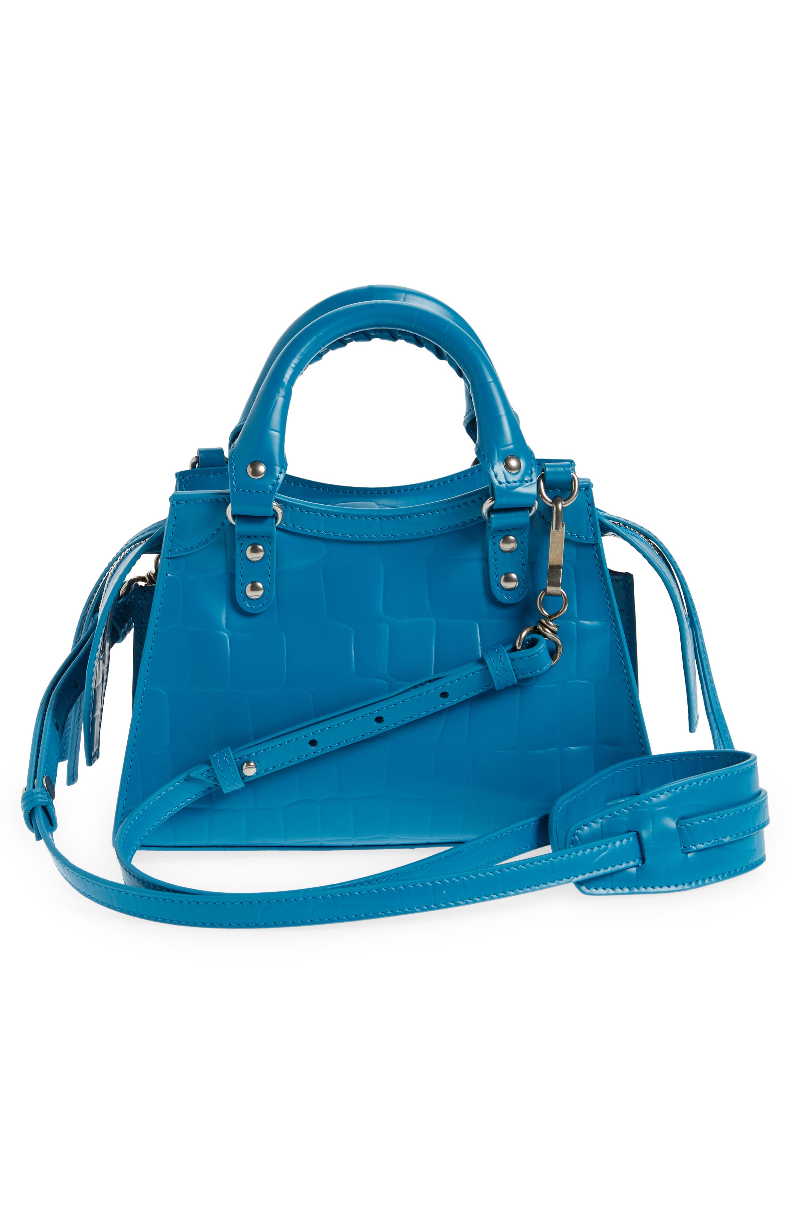 Balenciaga Mini Neo Classic City Croc Embossed Leather Top Handle Bag, Alternate, color, 