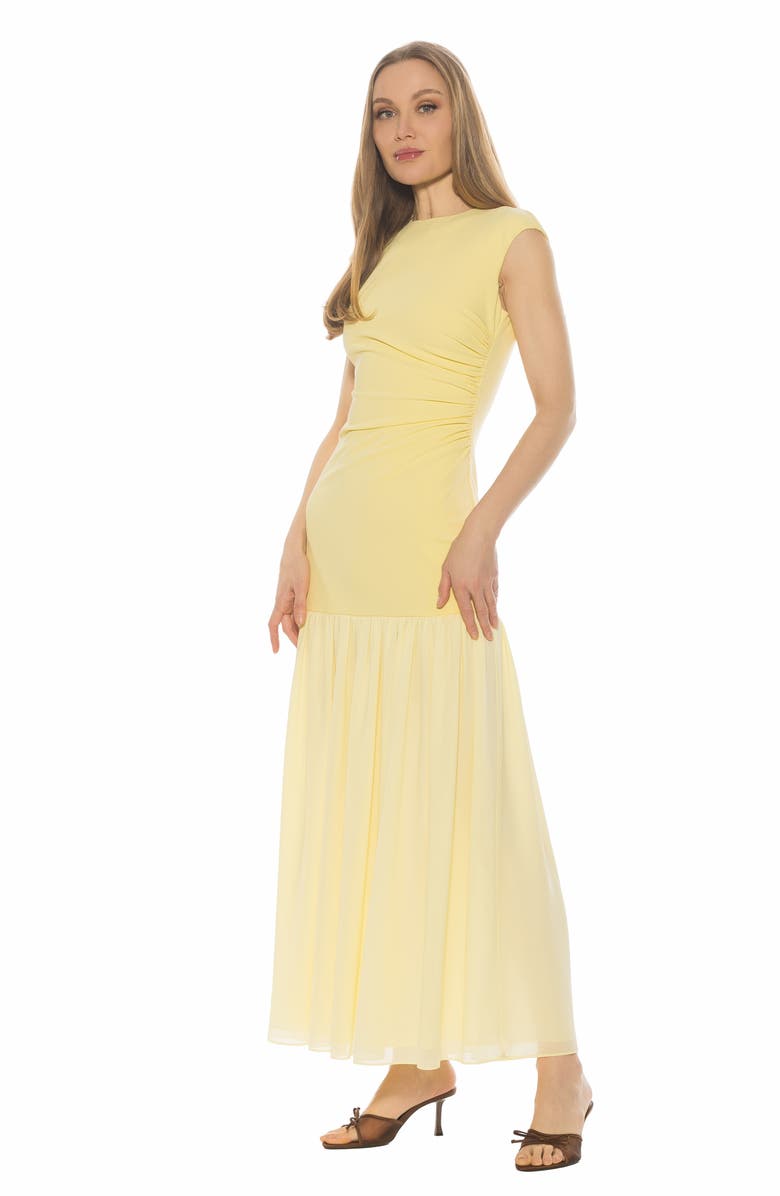 Alexia Admor Caelen Cap Sleeve Drop Waist Maxi Dress, Alternate, color, Butter Yellow