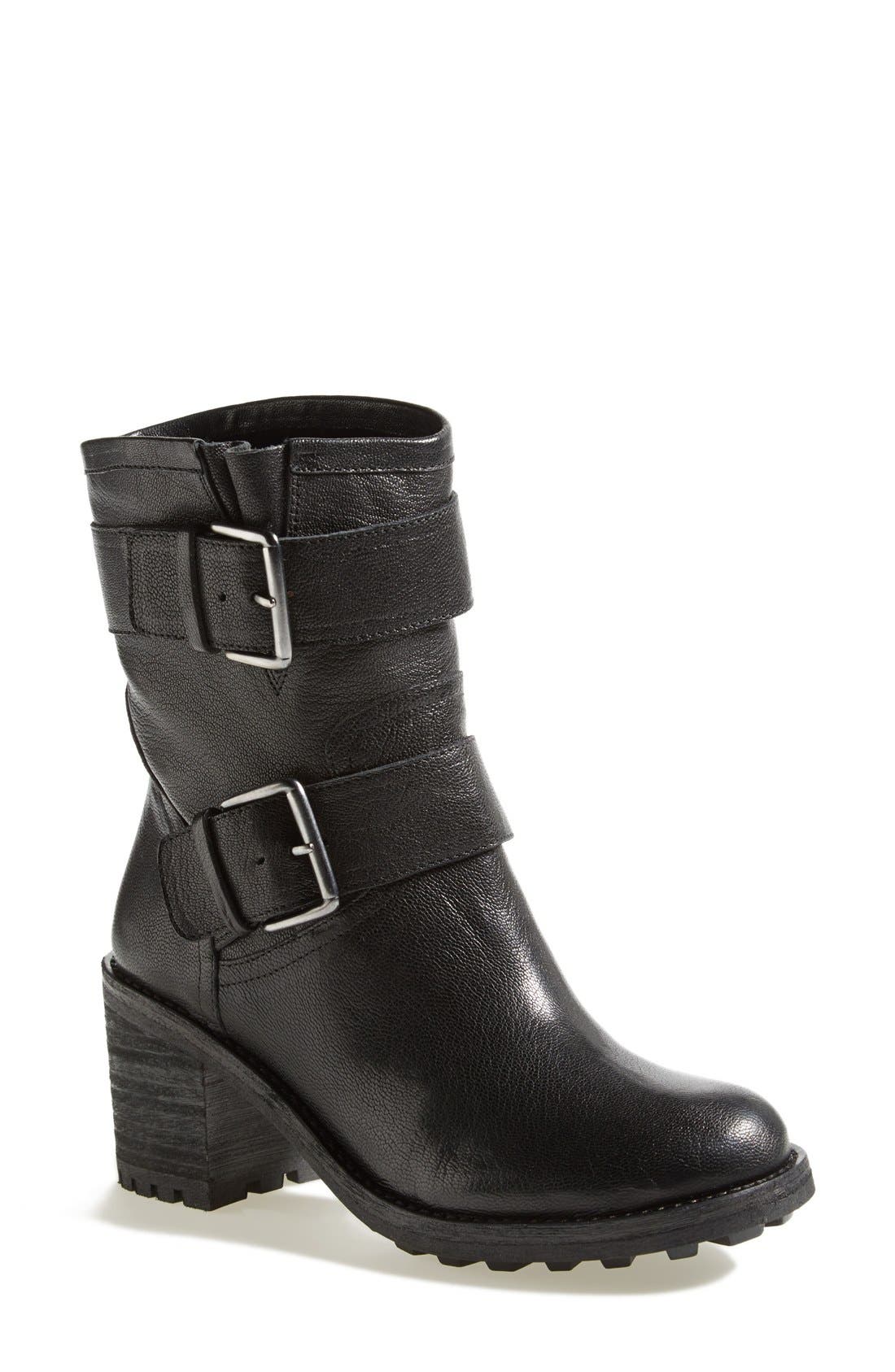 'Troy' Moto Boot, Main, color, BLACK LEATHER