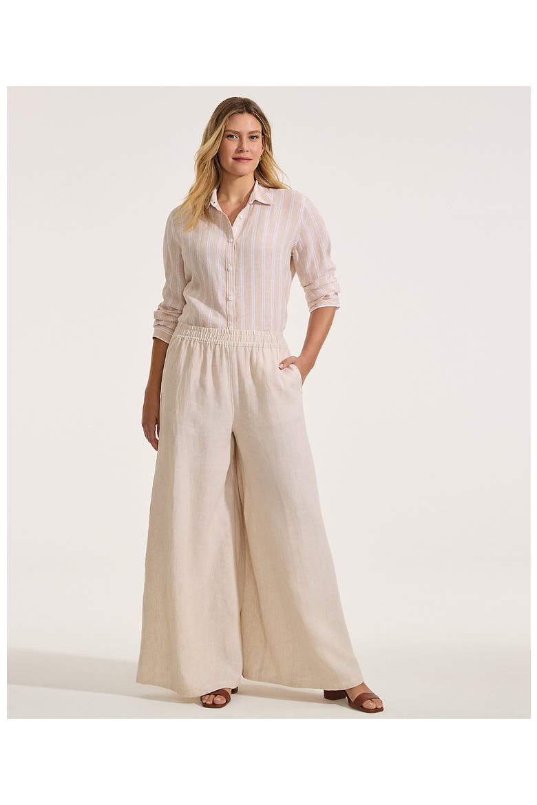 Linen High Rise Palazzo Pants, Alternate, color, Champagne/Linen