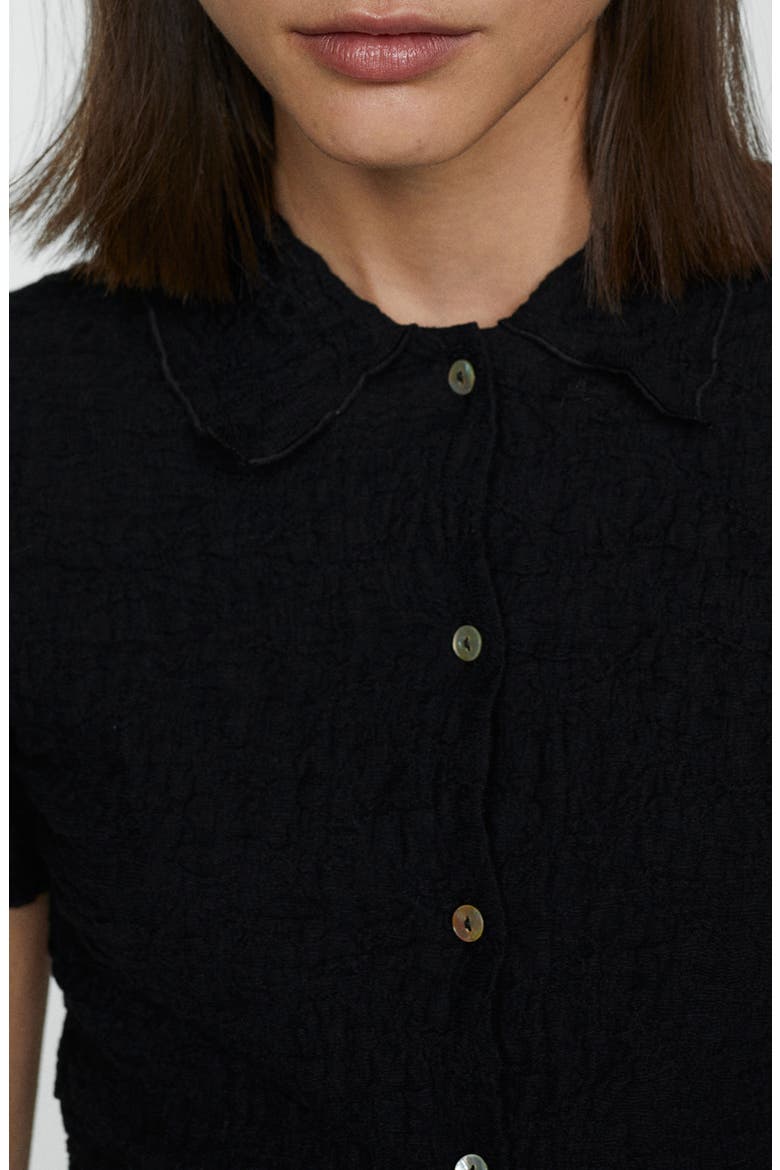 Fidela Textured Button-Up Shirt, Alternate, color, BLACK