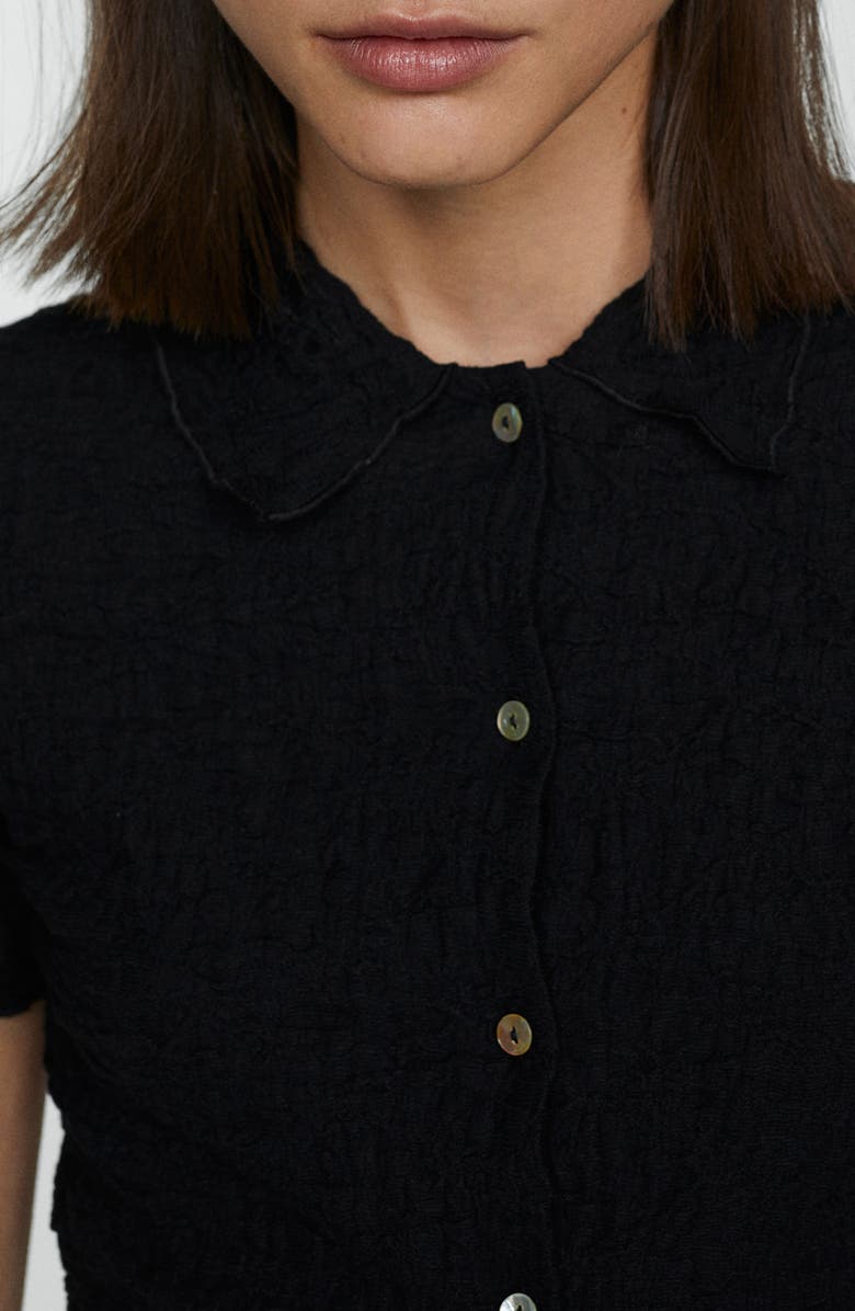 MANGO Fidela Textured Button-Up Shirt, Alternate, color,