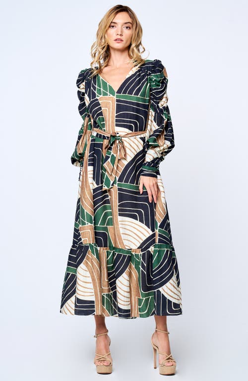 Ciebon Mariyah Print Long Sleeve Maxi Dress In Multi
