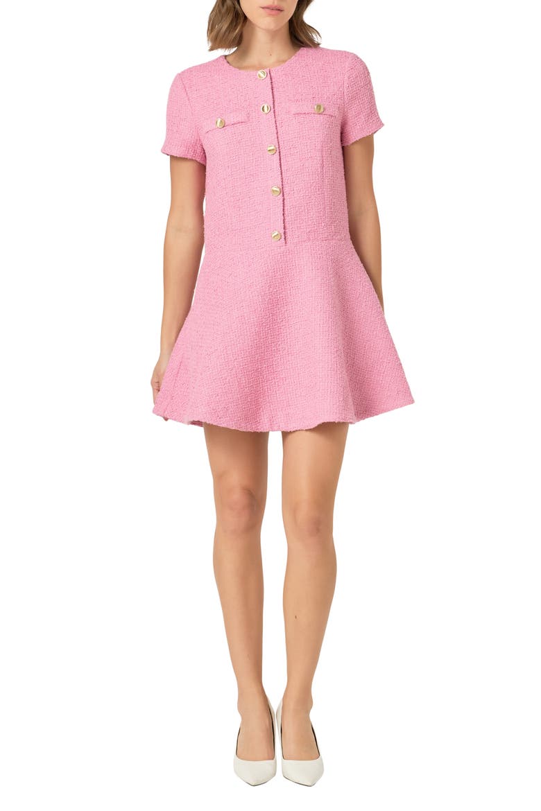 Tweed A-Line Minidress, Main, color, PINK