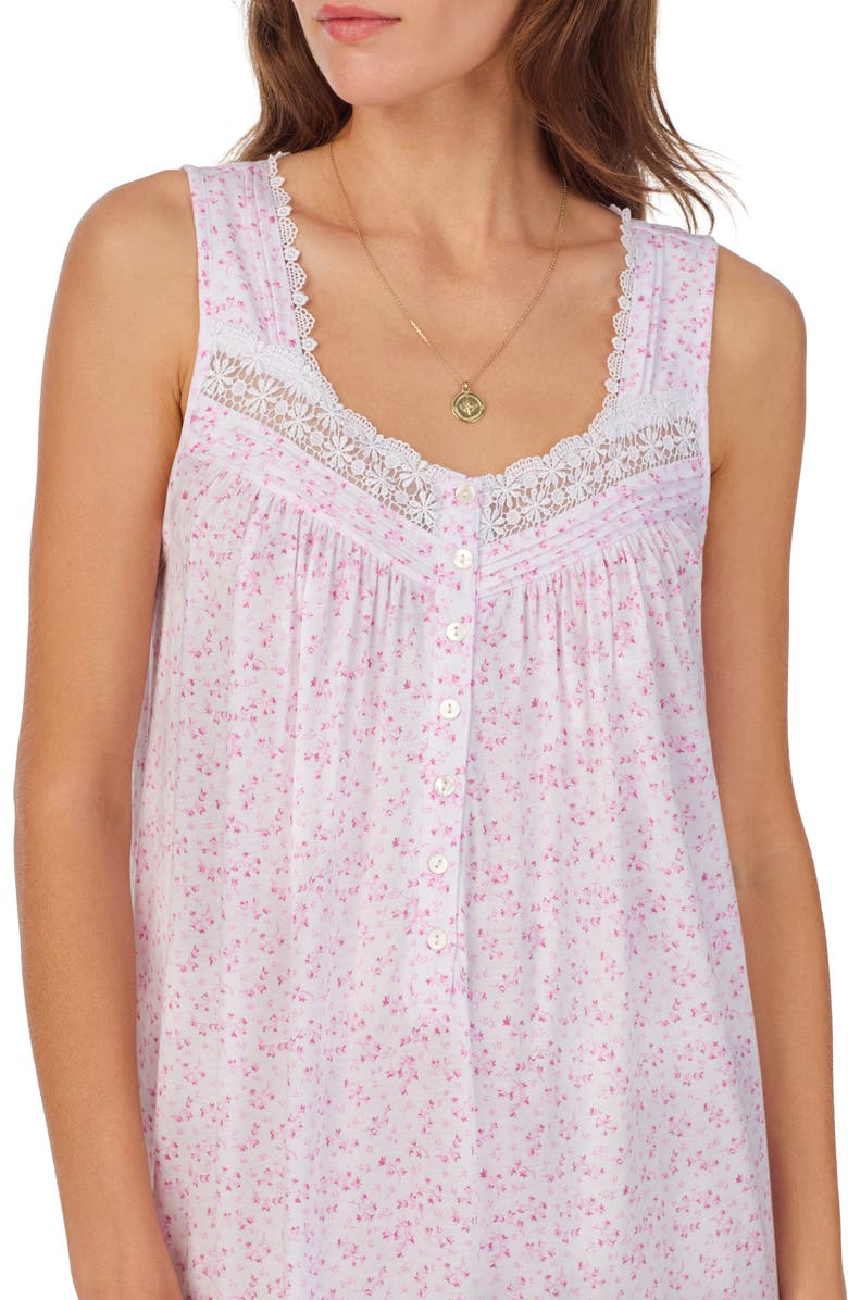 Eileen West Floral Sleeveless Ballet Cotton Blend Jersey Nightgown, Alternate, color, 