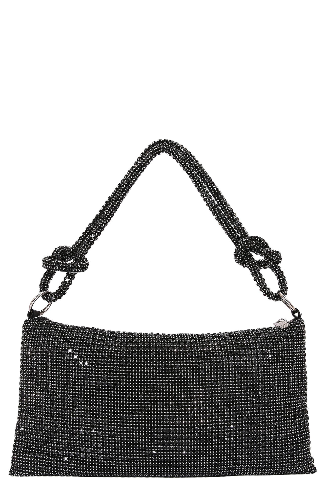 BERNESS Rhinestone Top Zip Shoulder Bag