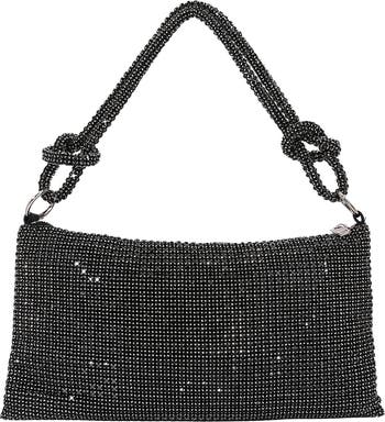 Rhinestone Top Zip Shoulder Bag