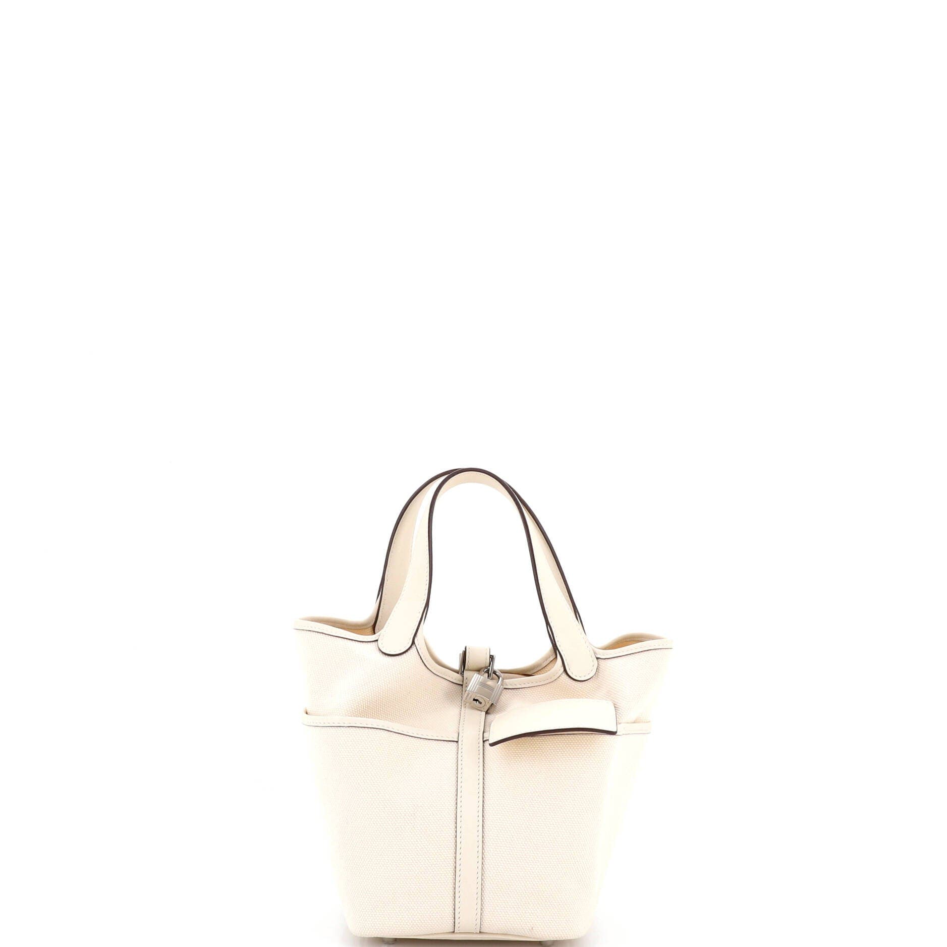 Pre-Owned Hermes Cargo Picotin Lock Bag Canvas and Swift PM, Alternate, color, Nata