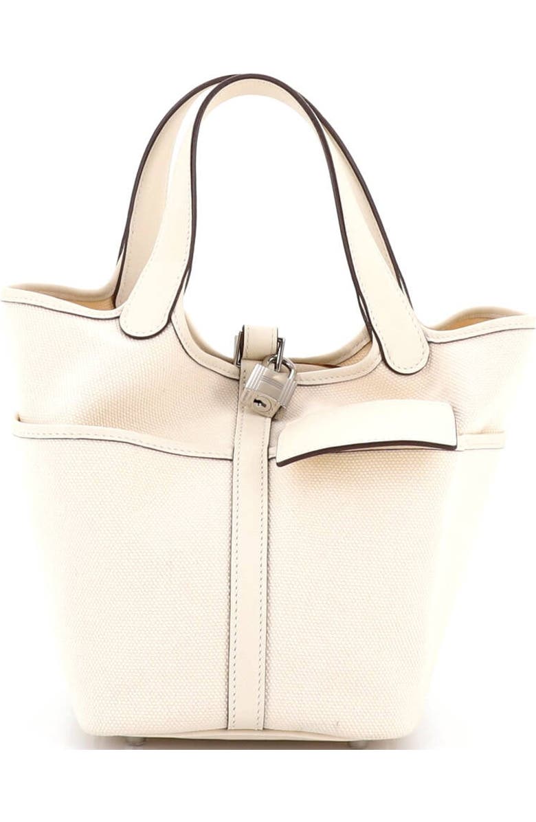 Pre-Owned Hermes Cargo Picotin Lock Bag Canvas and Swift PM, Alternate, color, Nata