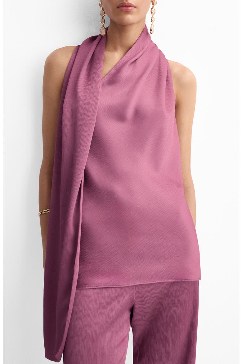 Scarf Crinkle Satin Top, Main, color, LIGHT/ PASTEL PURPLE
