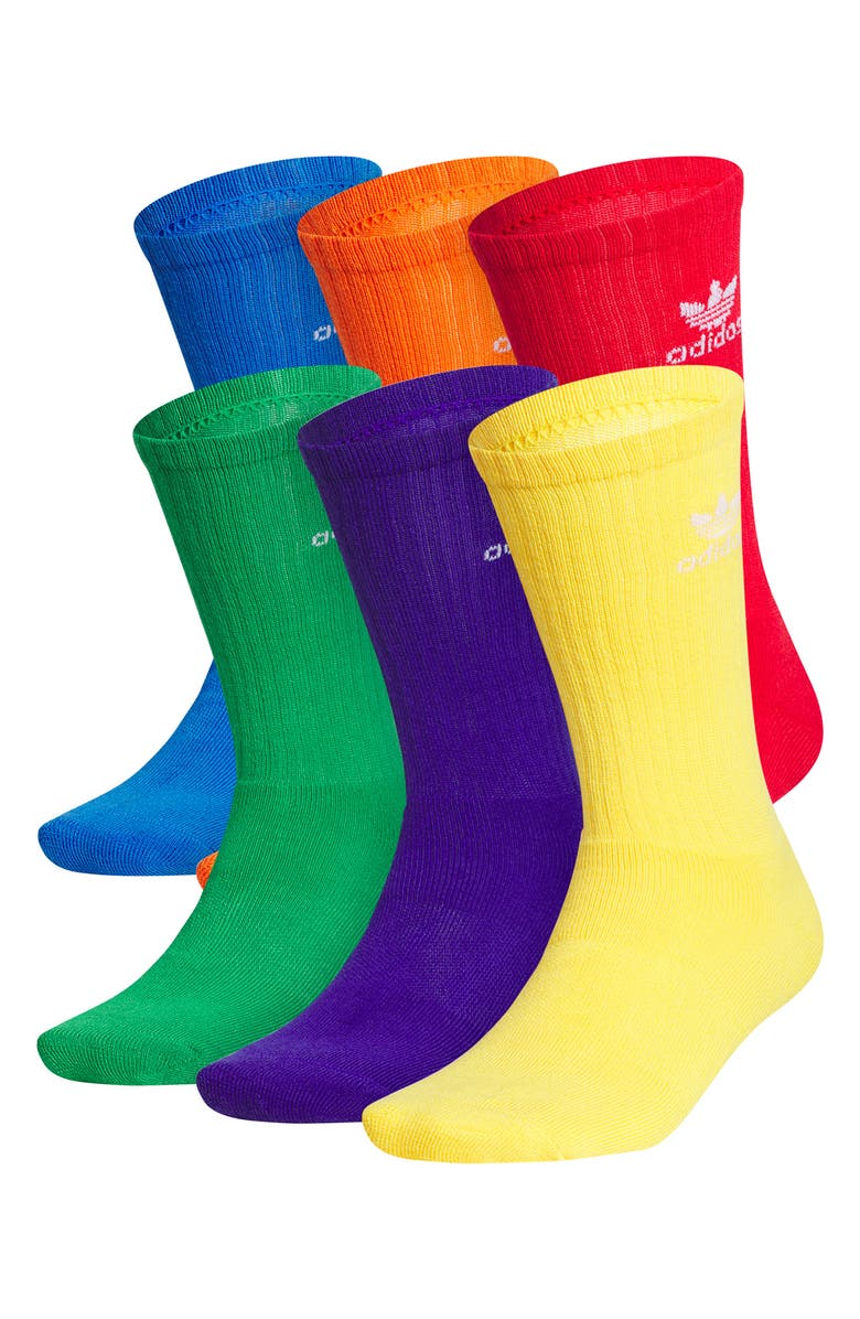 adidas Assorted 6-Pack Gender Inclusive Originals Performance Crew Socks, Main, color, 