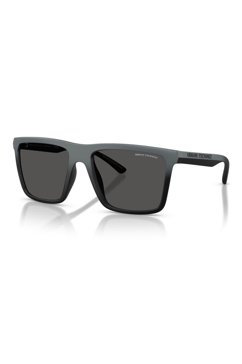 57mm Square Sunglasses, Alternate, color, MATTE GREY BLACK / DARK GREY