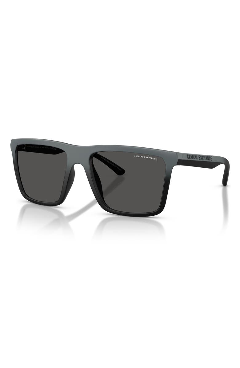 AX Armani Exchange 57mm Square Sunglasses, Alternate, color, Matte Grey Black / Dark Grey