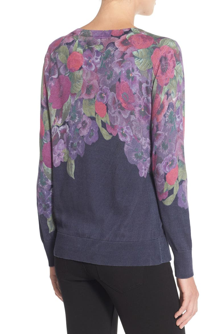 NOVELTY PRINT CREW SWEATER, Alternate, color, NAVY FLORAL