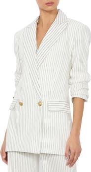 Alice + Olivia Arias Stripe Linen Blend Blazer