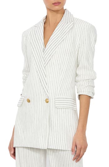 Alice And Olivia Alice + Olivia Arias Stripe Linen Blend Blazer In Multi