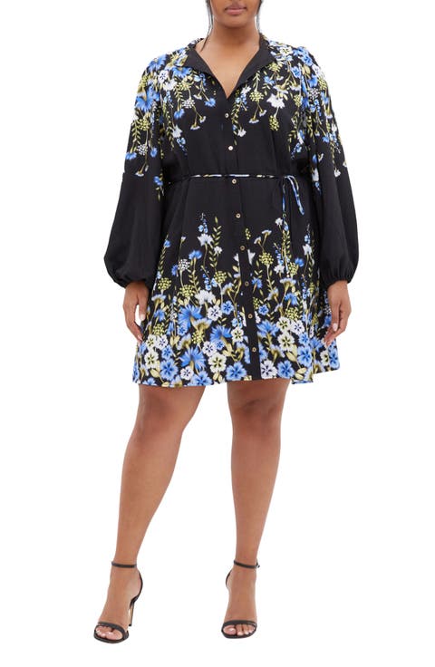 Lilliana Floral Long Sleeve Shirtdress (Plus)