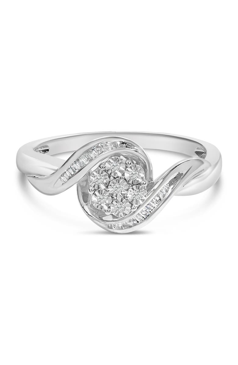 Haus of Brilliance Sterling Silver 1/10 Cttw Diamond Bypass Cluster Ring, Main, color, Silver