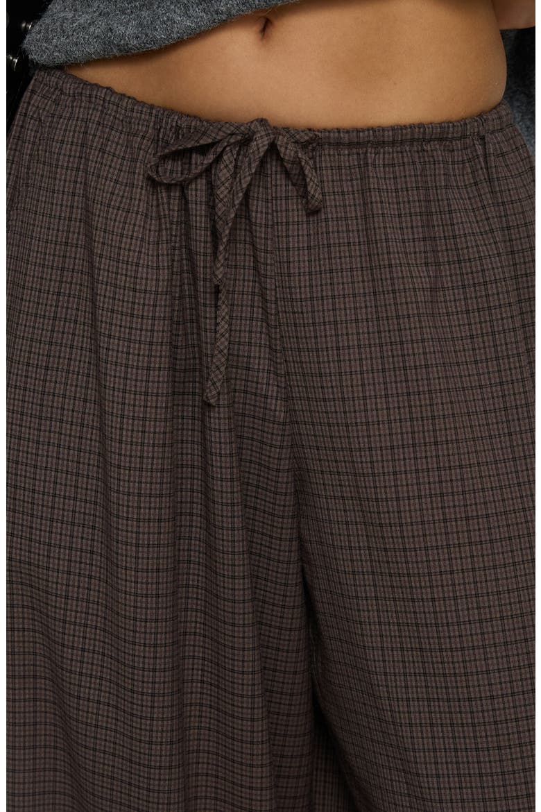 Bungala Drawstring Wide Leg Pants, Alternate, color, BROWN CHECK