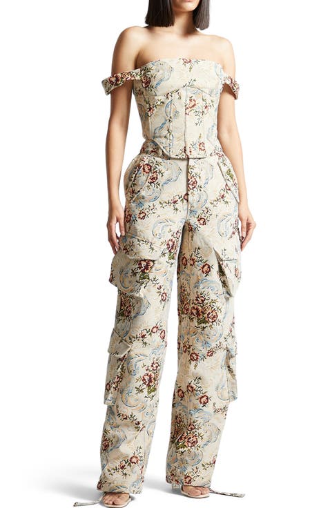 Bonnie Floral Jacquard Bardot Corset Top
