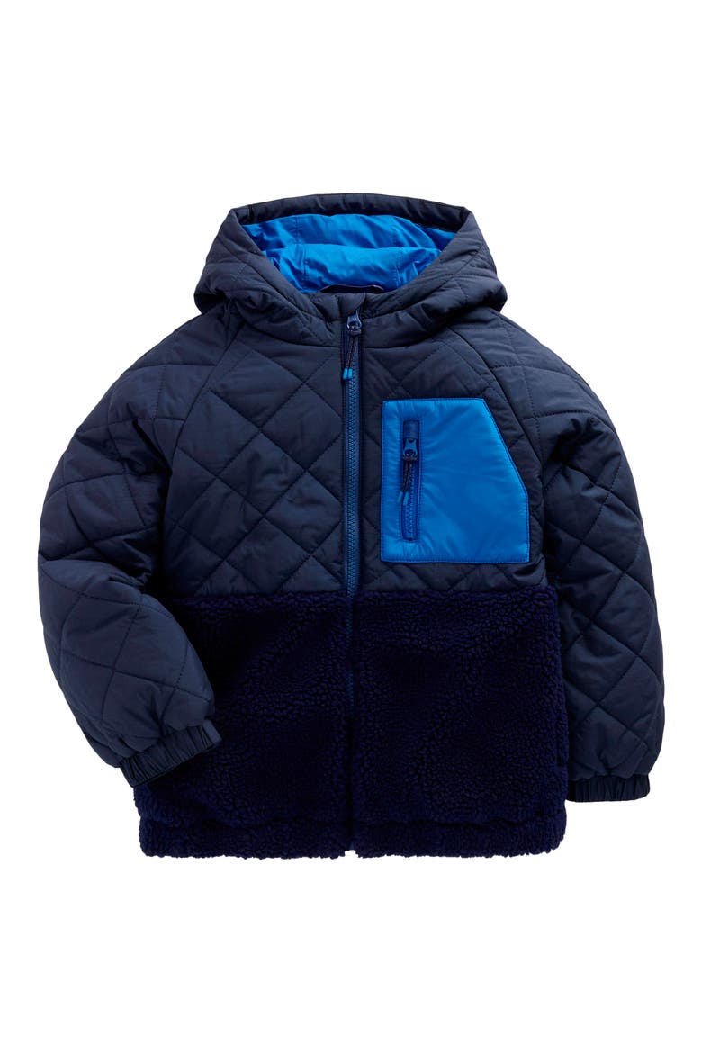 Kids' Quilted Borg Jacket, Main, color, FRENCH NAVY