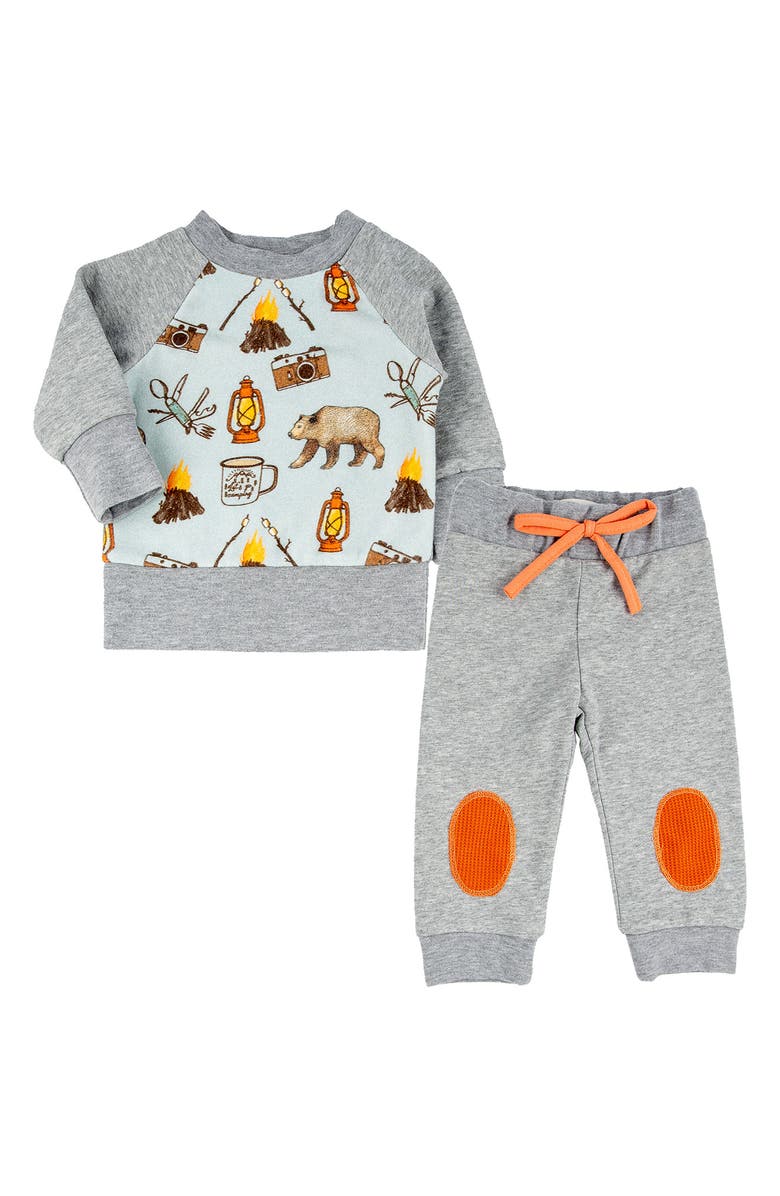Miki Miette Charlie Camp Print French Terry Sweatshirt & Joggers Set, Main, color, 