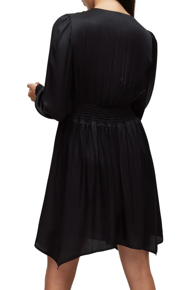 AllSaints Esta Long Sleeve Asymmetric Hem Dress, Alternate, color, 