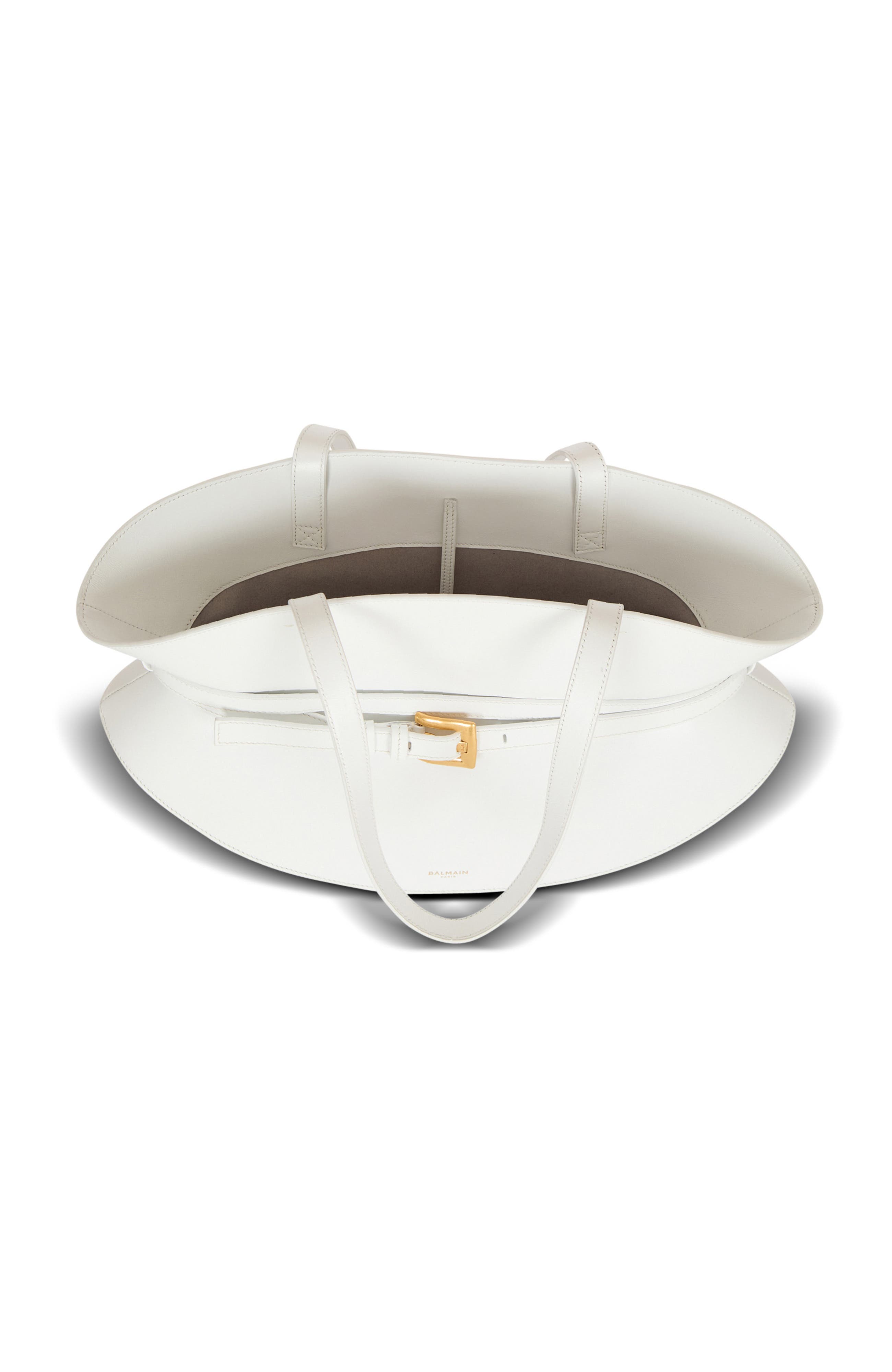 Balmain Medium Shuffle bag in calfskin leather, Alternate, color, White