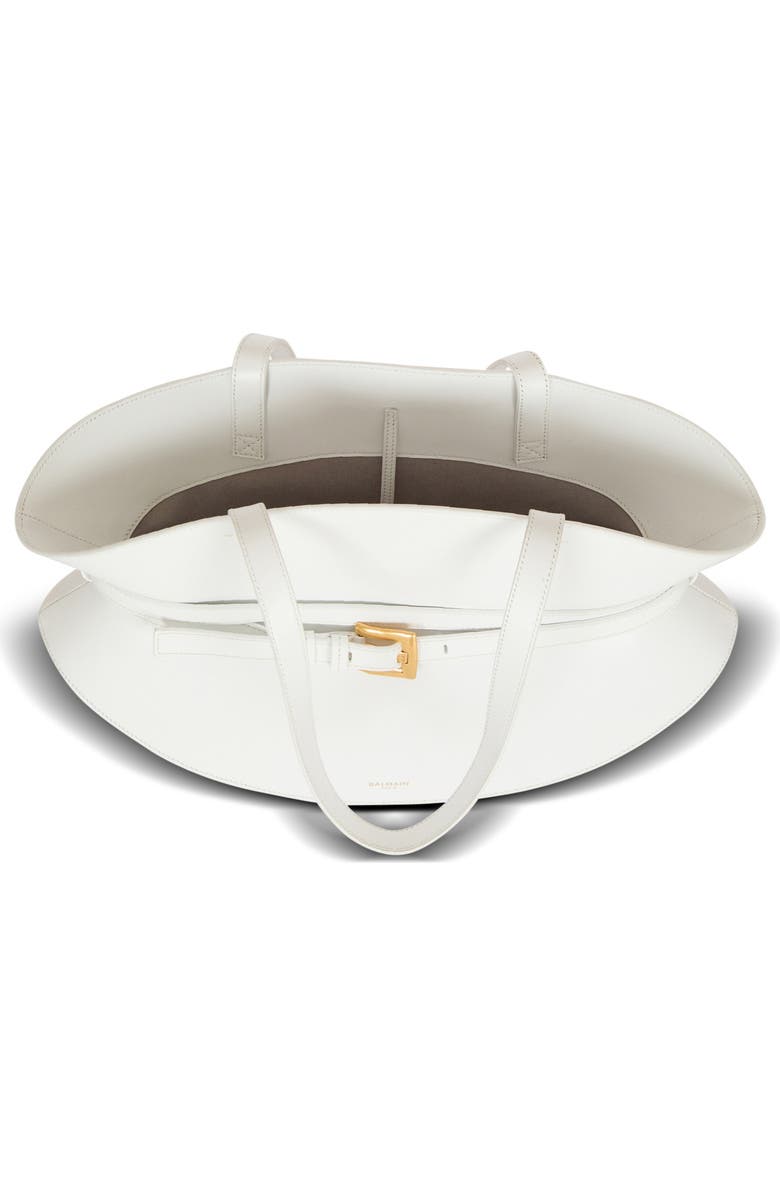 Balmain Medium Shuffle bag in calfskin leather, Alternate, color, White