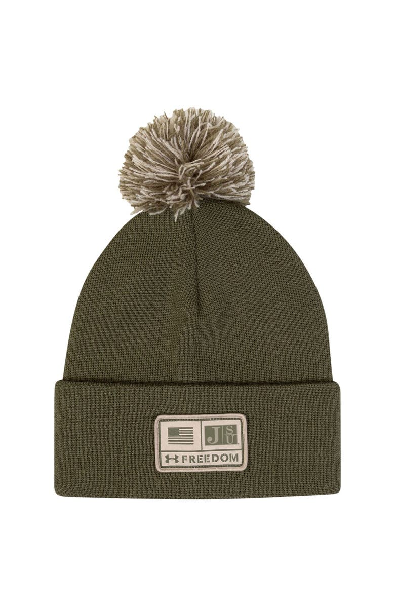 Under Armour Men's Under Armour  Green Jackson State Tigers Freedom Collection Cuffed Knit Hat with Pom, Main, color, Green