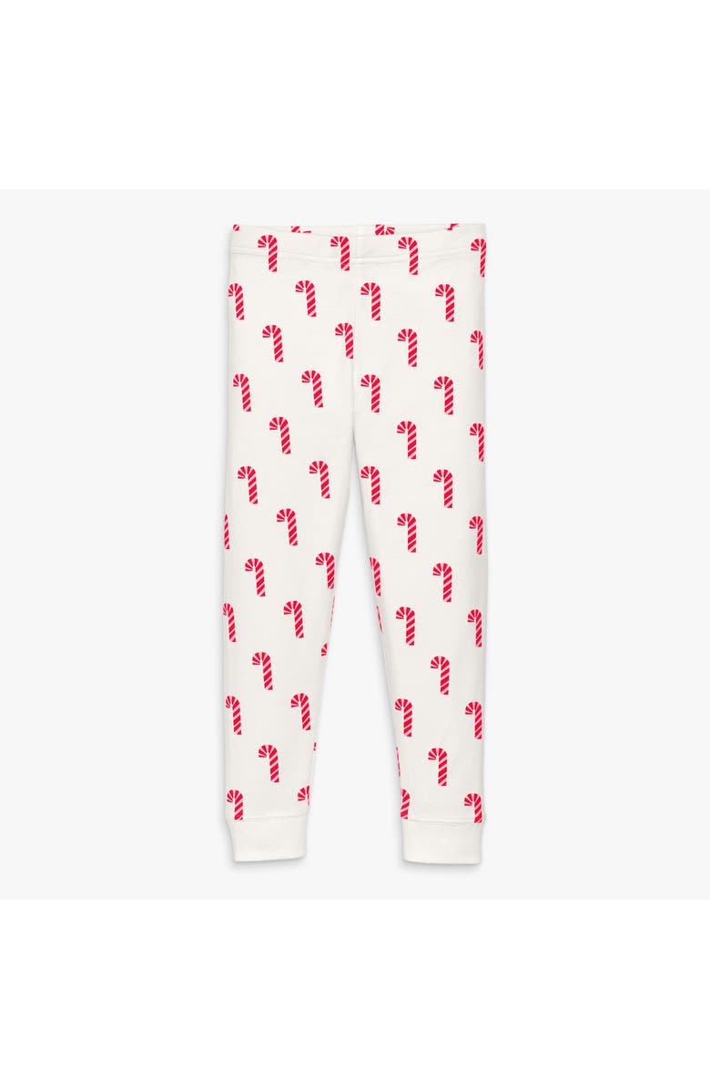 Primary Kids Organic PJ Pant In Festive Prints, Main, color, Ivory Candy Canes